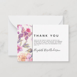 BUDGET Floral Butterfly Sympathy Funeral Thank You Card