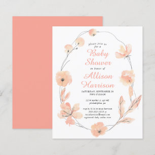 Budget Floral Coral Baby Shower Invitation