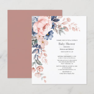 Budget Floral Couples Baby Shower Pink Invitation