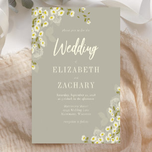 Budget Floral Cream Beige Wedding Invitation