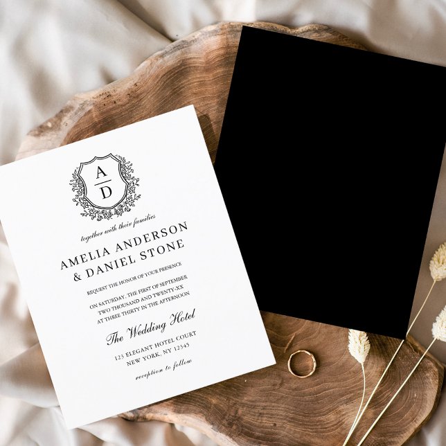 Budget Floral Crest Monogram Wedding Elegant (Creator Uploaded)