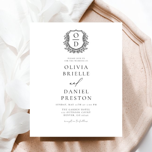 Budget Floral Crest Monogram Wedding Elegant (Creator Uploaded)