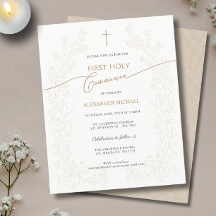Budget Floral Cross First Holy Communion