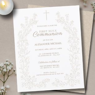Budget Floral Cross First Holy Communion Religious