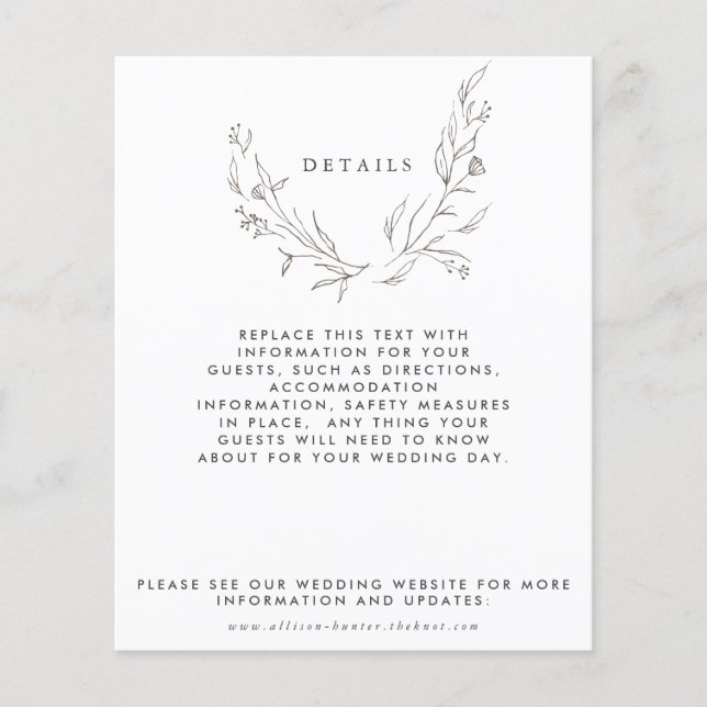 Budget Floral Details Card (Front)