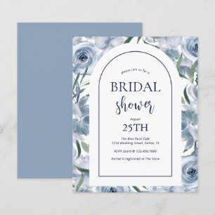 Budget Floral Dusty Blue Bridal Shower Invitation