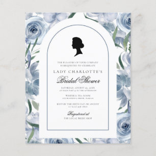 Budget Floral Dusty Blue Bridal Shower Invitation Flyer