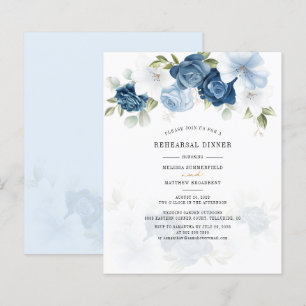 Budget Floral Dusty Blue Rehearsal Dinner Invite