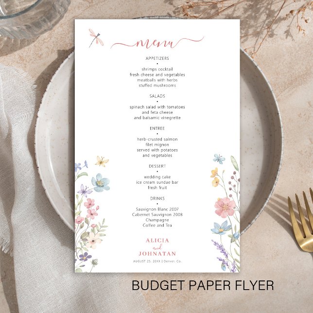 Budget floral elegant wedding menu flyer (Creator Uploaded)
