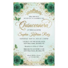 Budget Floral Emerald Green Glam Gold Quinceañera