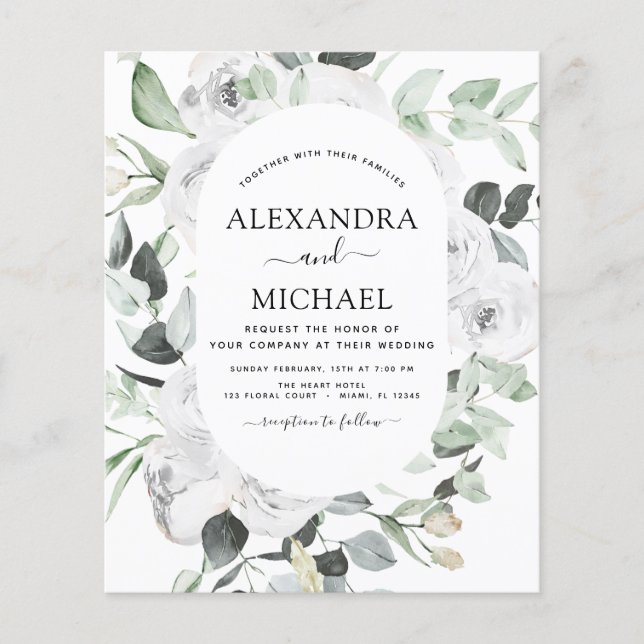 Budget Floral Eucalyptus Greenery Wedding Flyer (Front)