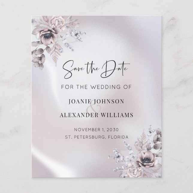 Budget Floral Eucalyptus Wedding Save the Date (Front)
