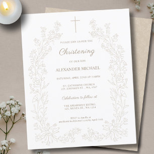 Budget Floral Foliage Cross Christening Baptism