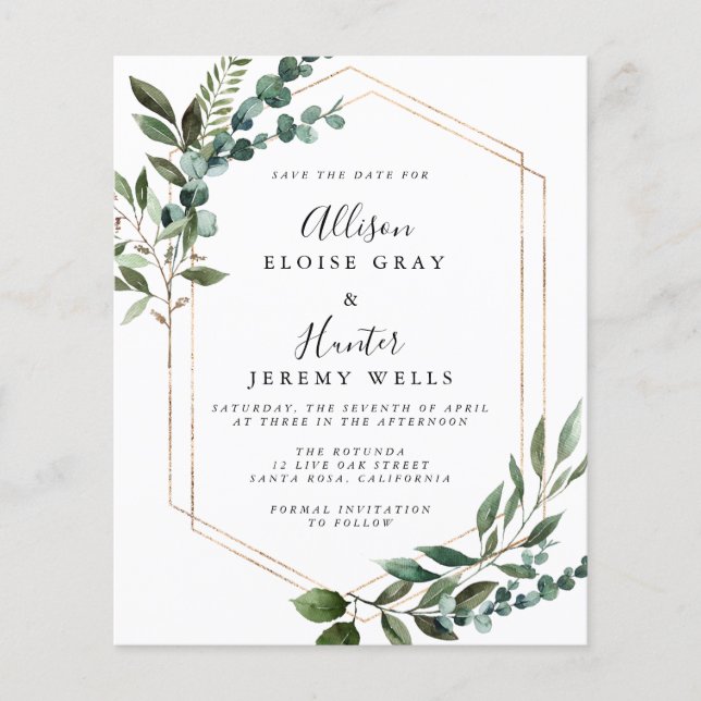Budget Floral Frame Save the Date (Front)