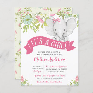 Budget Floral Girl Elephant Baby Shower
