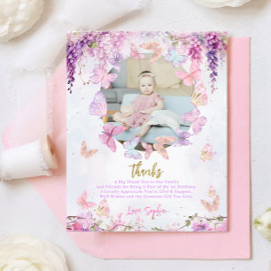 BUDGET Floral Gold Butterfly Kids Birthday Photo