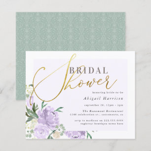 Budget Floral Gold Script Lavender Bridal Shower