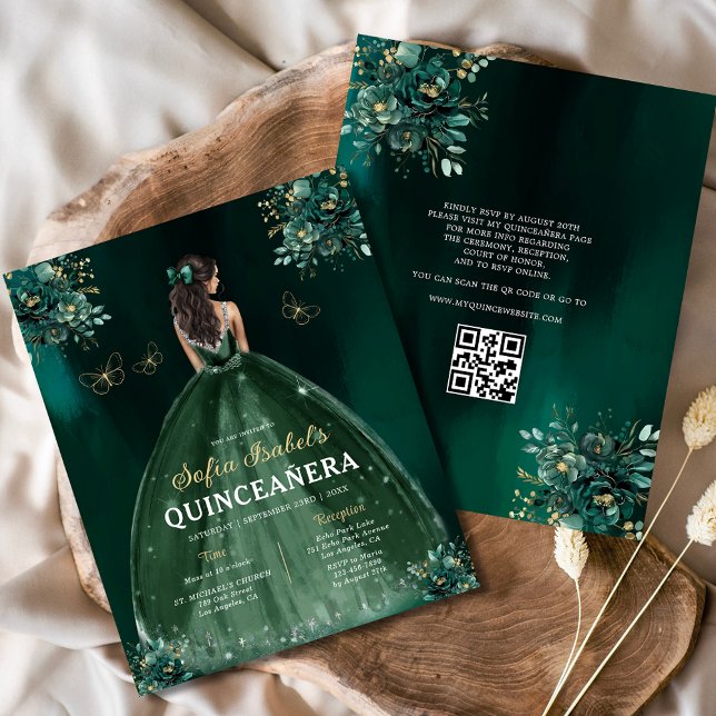 Budget Floral Green Gown Dress QR Code Quinceanera (Creator Uploaded)