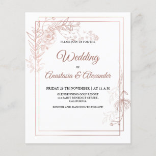 Budget/Floral & Greenery/Wedding Invitation. Flyer
