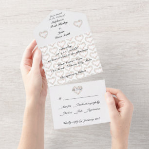 Budget Floral Hearts All in One Wedding Invite