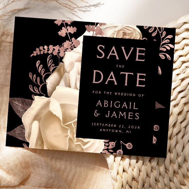 Budget Floral Ivory Rose Gold Save the Date (Creator Uploaded)
