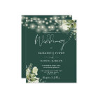 Budget Floral Lights Emerald Wedding Invitation