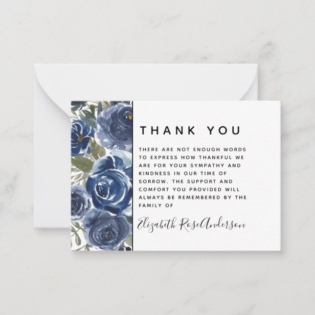 BUDGET Floral Modern Sympathy Funeral Thank You Card (Front)
