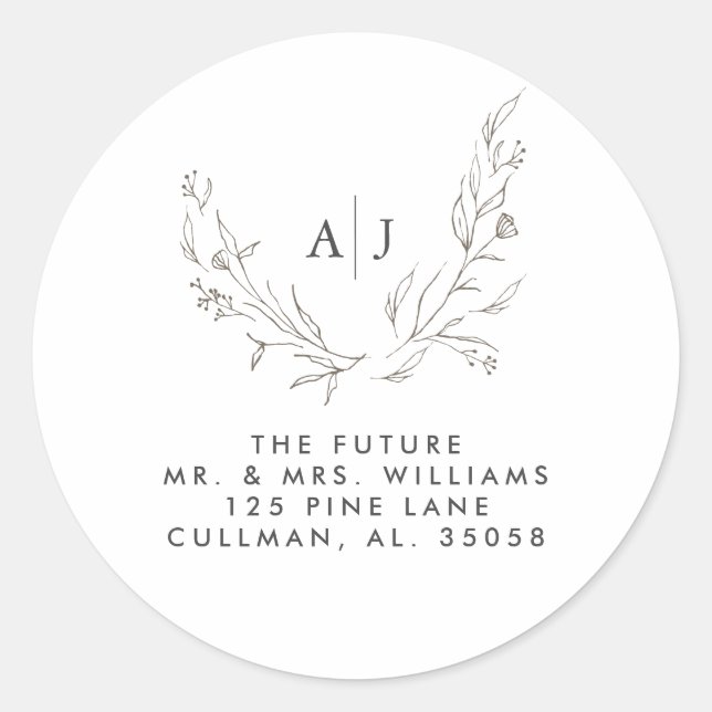 Budget Floral Monogram Address Label (Front)