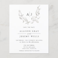 Budget Floral Monogram Save the DAte