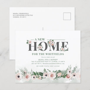 Budget Floral New Home Address Moving Announcement