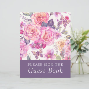 Budget Floral Peony Funeral Guest Book Sign