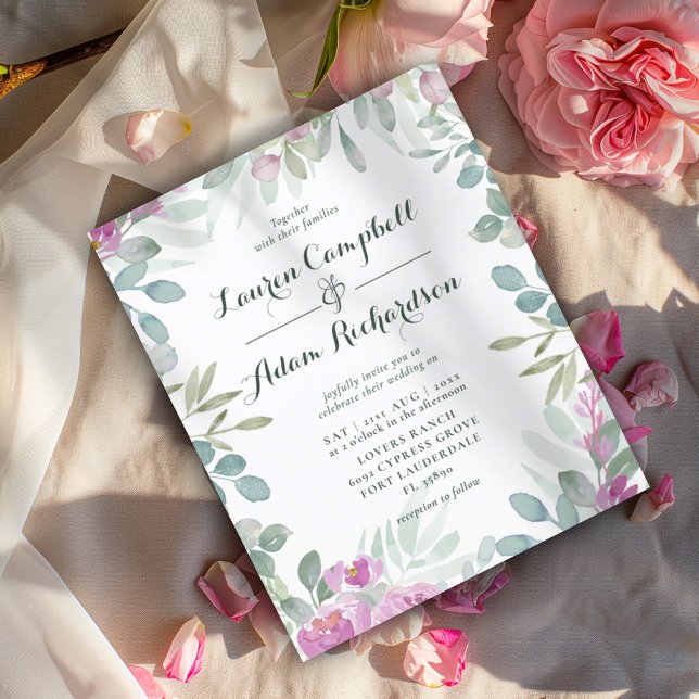 Budget Floral Pink Botanical Wedding Invitation (Creator Uploaded)