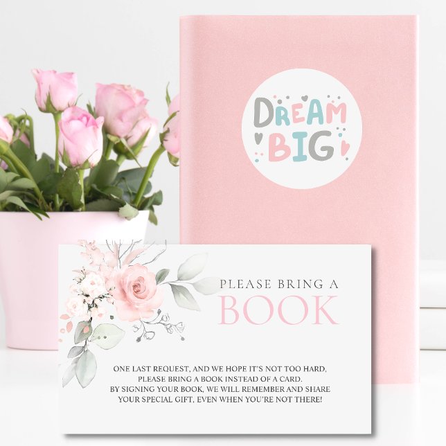 Budget Floral Pink BRING A BOOK Instead of a Card  (Creator Uploaded)