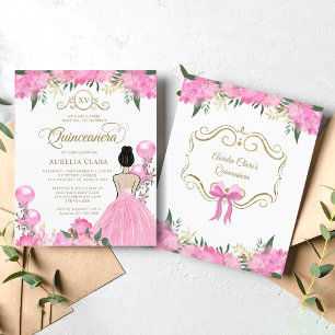 BUDGET Floral Pink Gold Princess XV Quinceanera