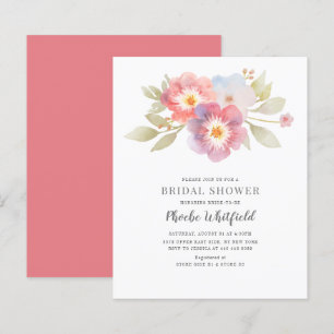 Budget Floral Pink Purple Bridal Shower Invite