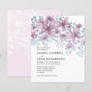 Budget Floral Pink Watercolor Wedding Invitation
