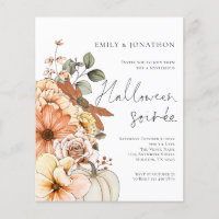 Budget Floral Pumpkin Script Halloween Party White