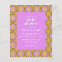 Budget Floral Purple Yellow Bridal Shower Invite