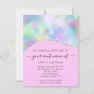 Budget Floral QR Code Pink Holograph Waves