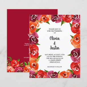 Budget Floral QR Code Wedding Invitations