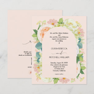 Budget Floral QR Code Wedding Invitations