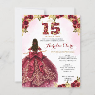 BUDGET Floral Red Princess Coquette Quinceanera