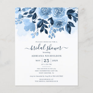 Budget Floral Script Navy Bridal Shower