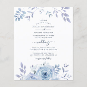 Budget Floral Script Watercolor Wedding Invitation
