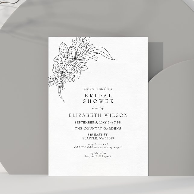 Budget Floral Sketch Bridal Shower Invitation  (Creator Uploaded)