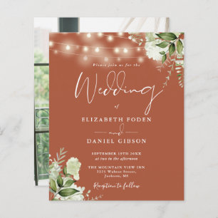 Budget Floral Terracotta Photo Wedding Invite