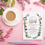 Budget Floral Time For Tea Bridal Shower<br><div class="desc">Time for tea with the bride-to-be! This sweet budget bridal shower invitation features a hand-drawn teapot and stack of teacups, the bride's name in rustic capitals, and the event information below. There is an oval-shaped watercolor wreath with eucalyptus greenery, flower buds, and colourful flowers. Cards reverse to a colourful floral...</div>