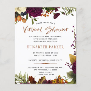 Budget floral virtual bridal shower invitation