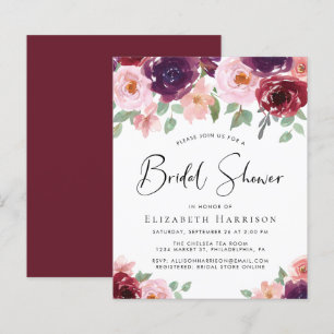 Budget Floral Watercolor Bridal Shower Invitation