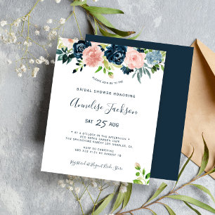 Budget floral watercolor bridal shower invitation